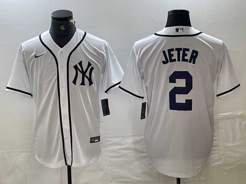Men%27s New York Yankees #2 Derek Jeter White Fashion Cool Base Jersey->new york yankees->MLB Jersey